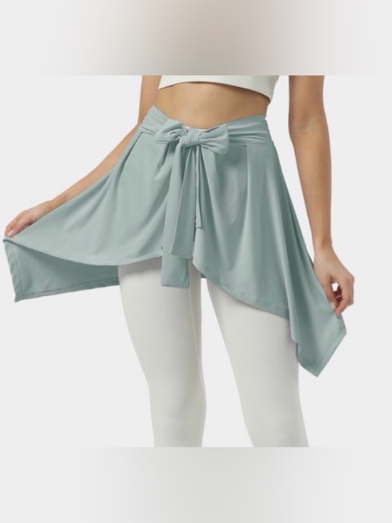 HALARA Dresses & Skirts - Flowy Tie-Waist Asymmetric Skirt Cover-Up in Ice Blue